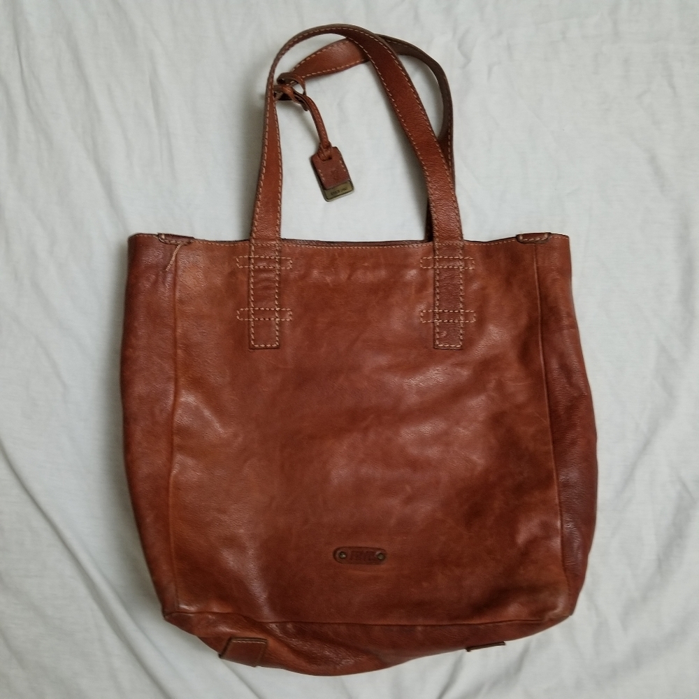 Frye Artisan Pocket Tote Bag Purse Leather 2 Pocket Brown